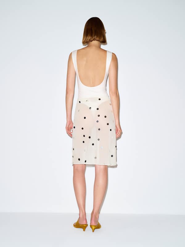 Jupe longueur genou Layla - Ivory Embellished