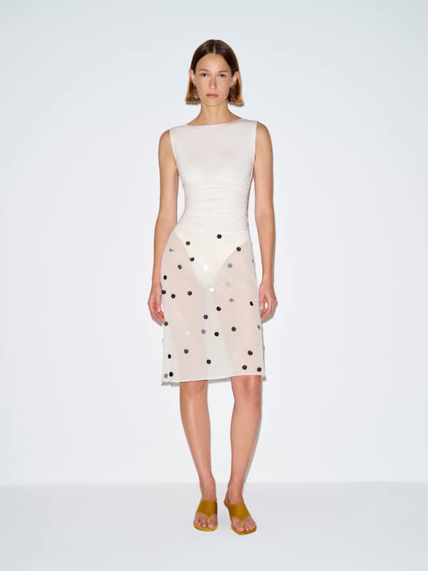 Jupe longueur genou Layla - Ivory Embellished