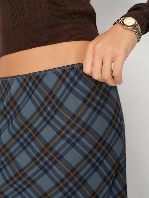 Layla Knee Length Skirt - Slate Plaid