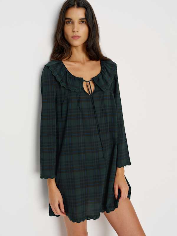 Madeline Sleep Dress - Forest Plaid