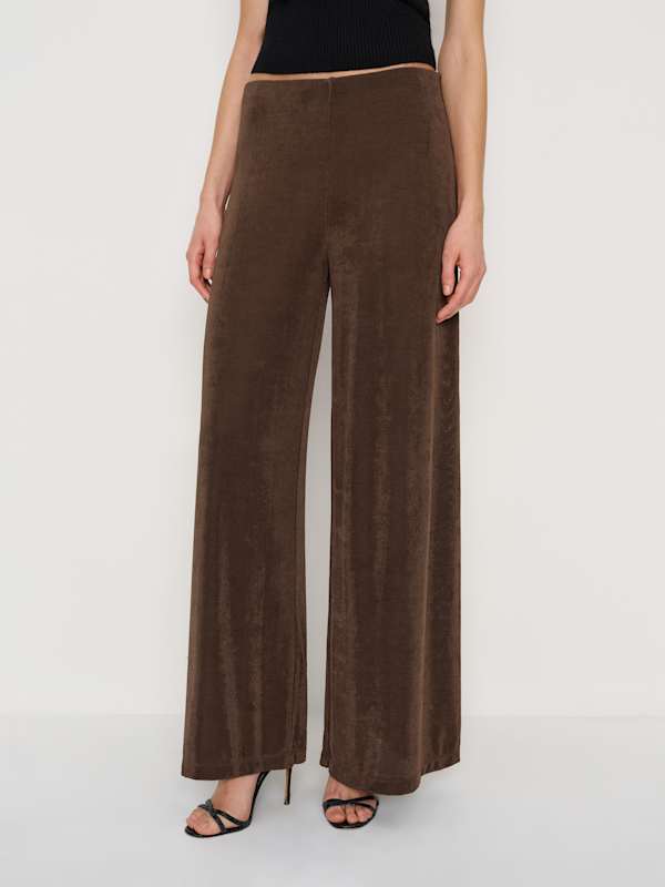 Kessie Wide Knit Pant - Dark Brown