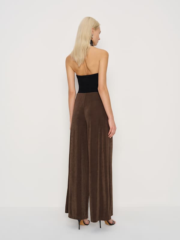 Kessie Wide Knit Pant - Dark Brown