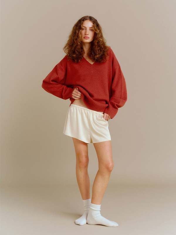 Gracie Satin Pajama Short - Ivory