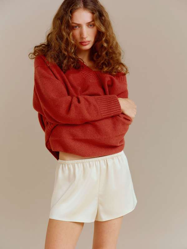 Gracie Satin Pajama Short - Ivory