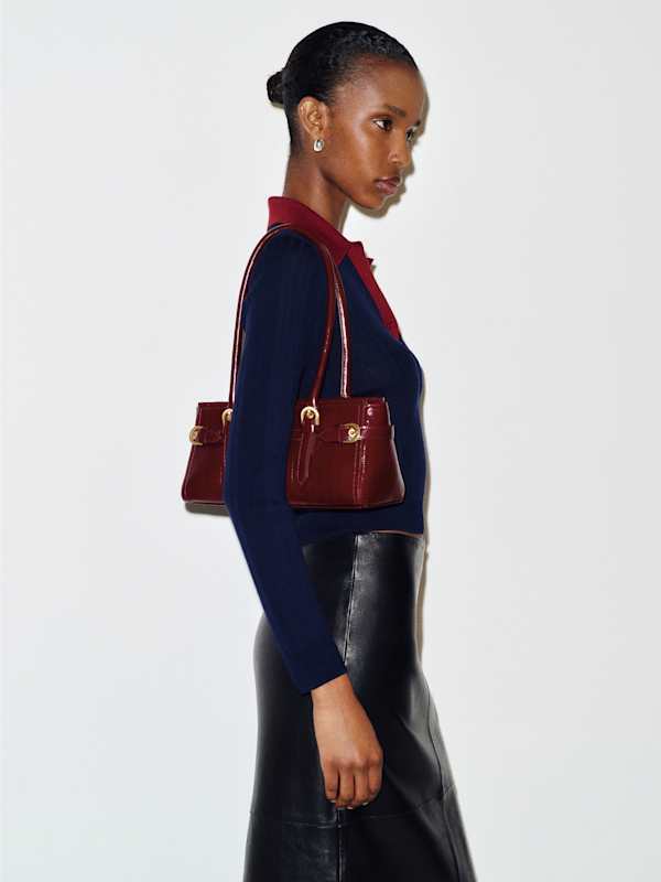 Beatrice Shoulder Bag - Oxblood Eel