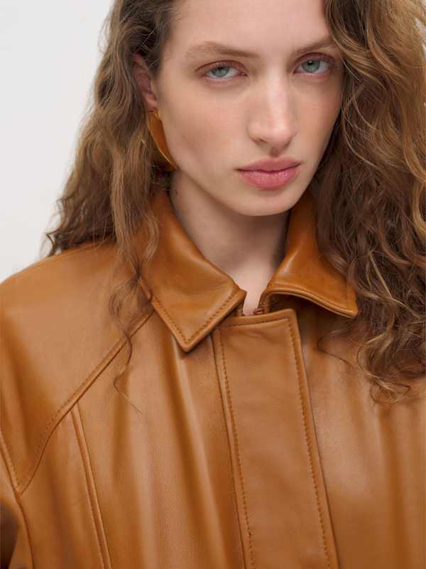 Veda Daphne Leather Bomber - Pumpkin Pie