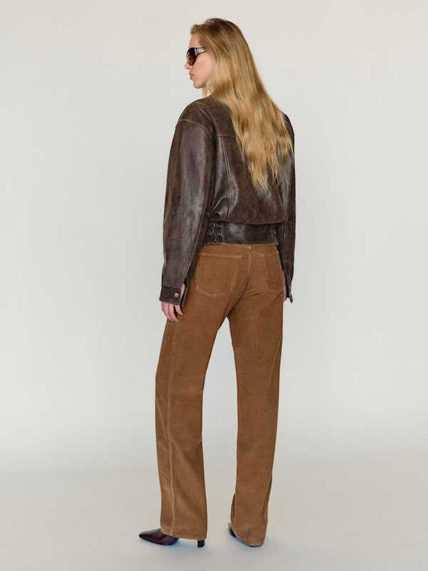 Veda Daphne Leather Bomber - Roasted Coffee
