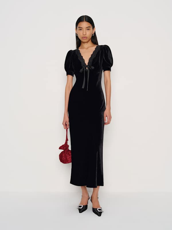 Camille Velvet Dress - Black