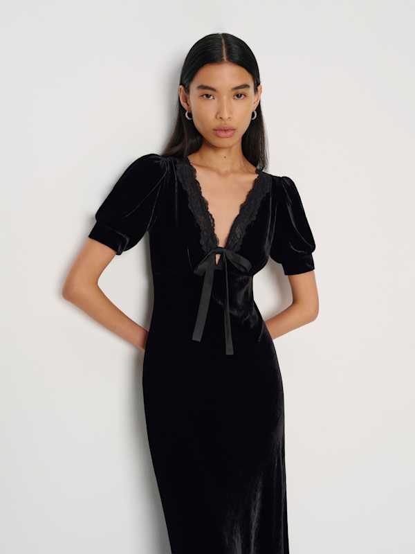 Camille Velvet Dress - Black