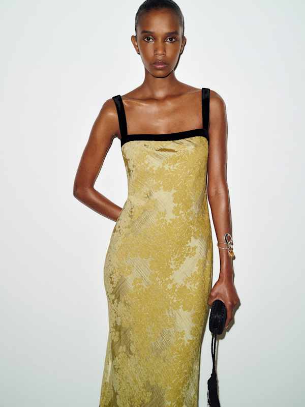 Zahara Dress - Gold Jacquard