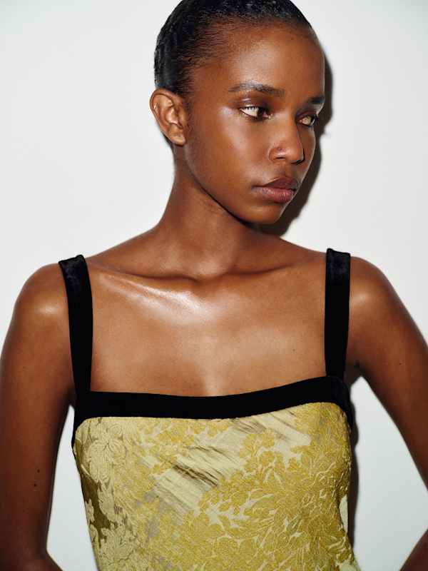 Zahara Dress - Gold Jacquard