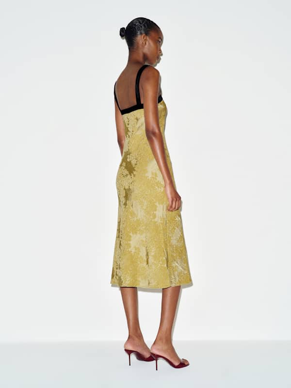 Zahara Dress - Gold Jacquard