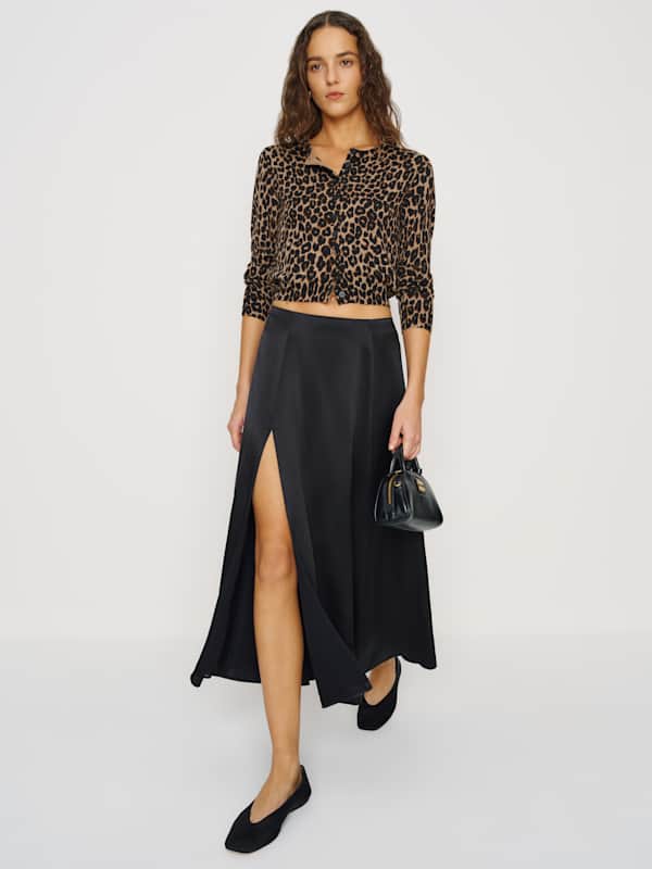 Zoe Silk Skirt - Black