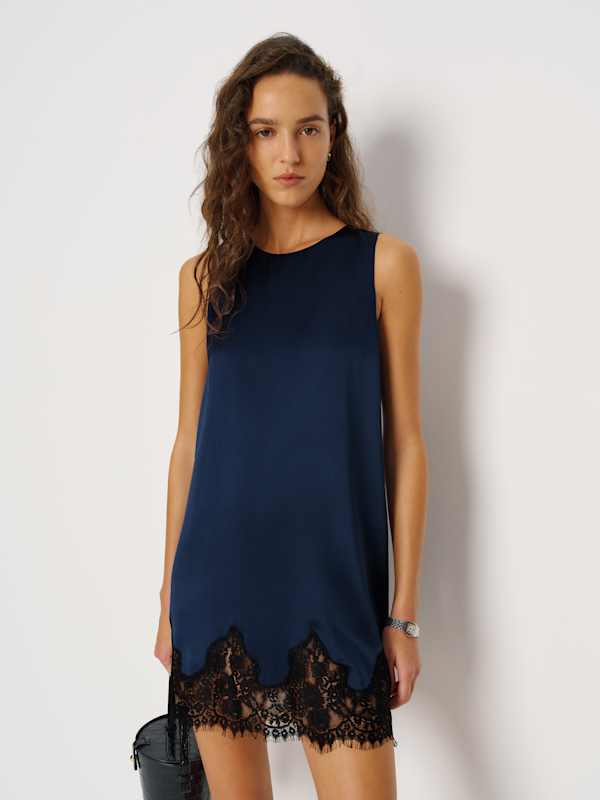 Jessalyn Silk Dress - Navy