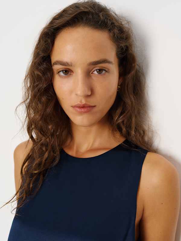 Jessalyn Silk Dress - Navy