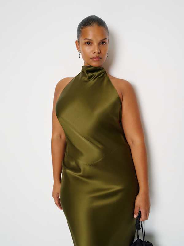 Bianca Silk Dress Es - Moss Garden