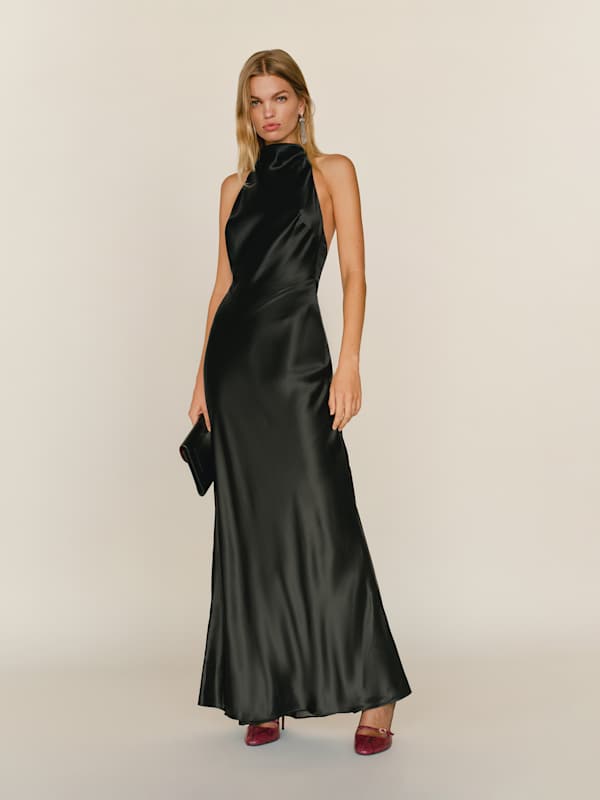 Petites Bianca Silk Dress - Black