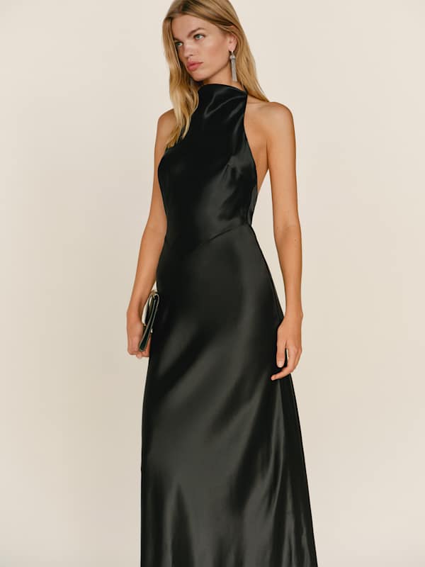 Petites Bianca Silk Dress - Black