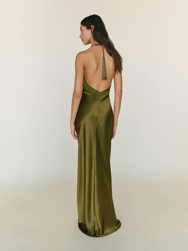 Petites Bianca Silk Dress - Moss Garden