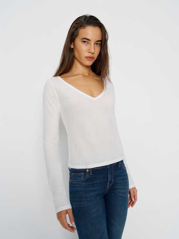 Jenna Long Sleeve Tee - White
