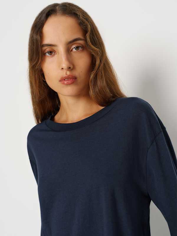 Liam Long Sleeve Oversized Tee - Midnight