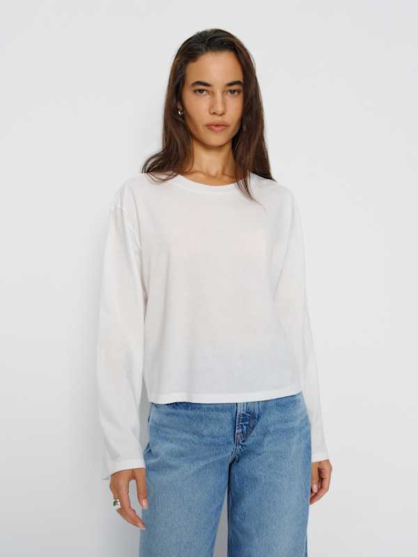 Liam Long Sleeve Oversized Tee - White