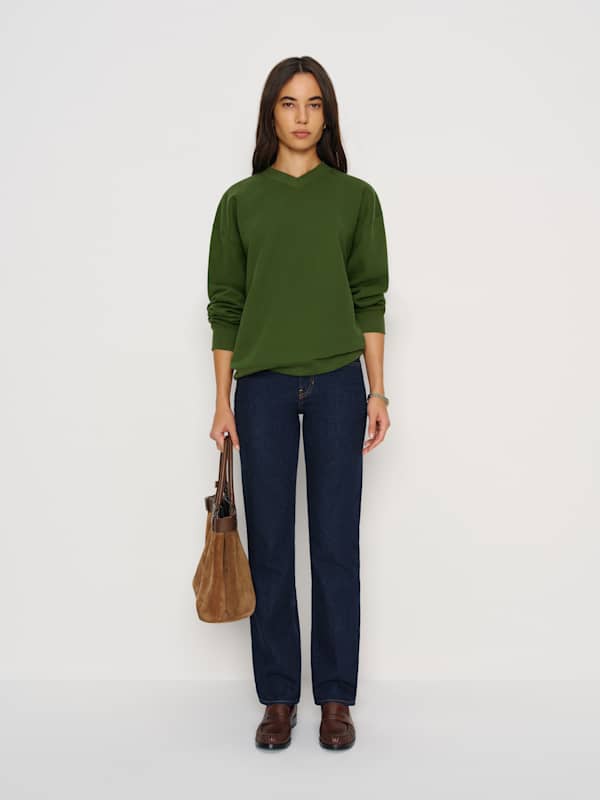 Bowie V Neck Sweatshirt - Grass