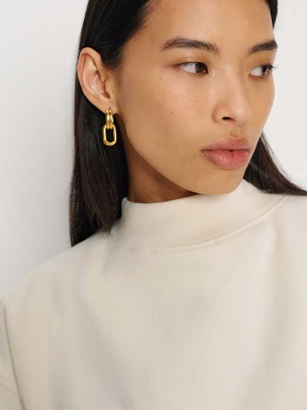 Jade Mock Neck Sweatshirt - Almond