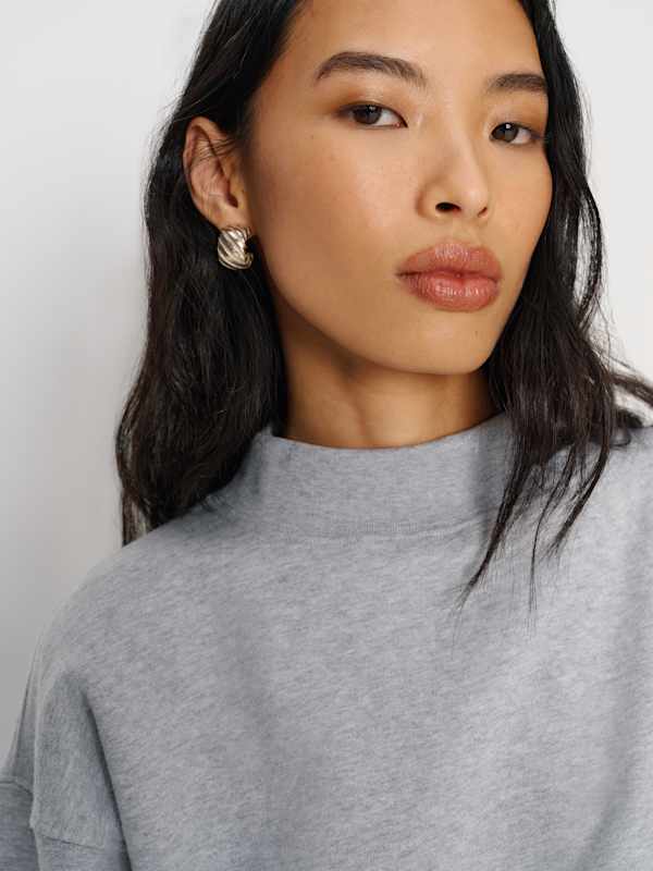 Jade Mock Neck Sweatshirt - Heather Grey
