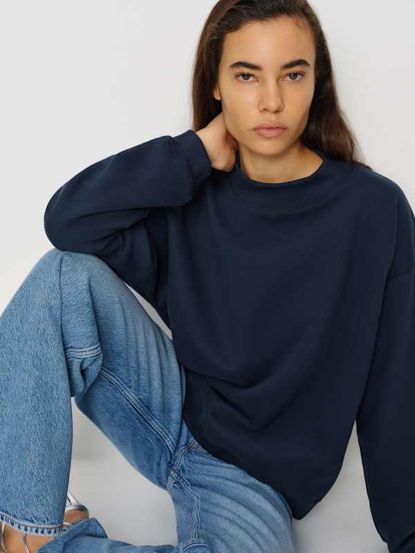 Jade Mock Neck Sweatshirt - Midnight