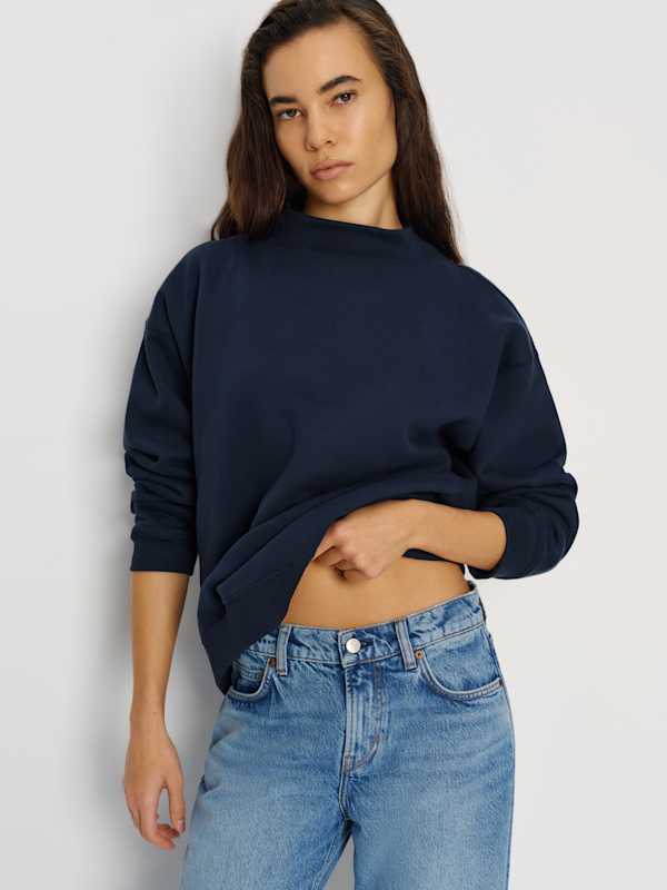 Jade Mock Neck Sweatshirt - Midnight