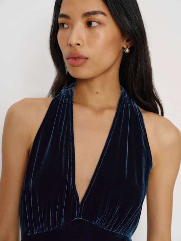 Briony Velvet Dress - Navy