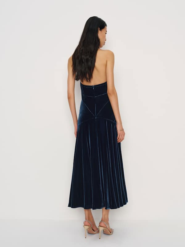 Briony Velvet Dress - Navy