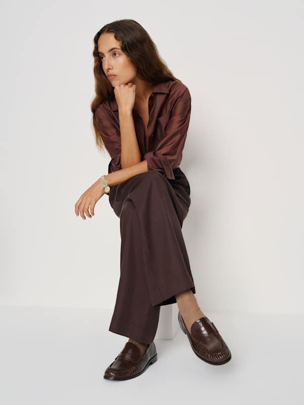 Francine Ruched Loafer - Espresso Crinkle Patent