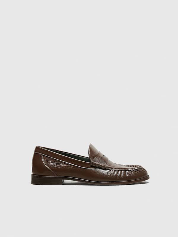 Francine Ruched Loafer - Espresso Crinkle Patent