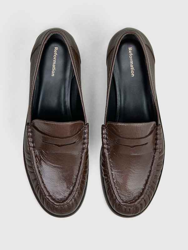 Francine Ruched Loafer - Espresso Crinkle Patent