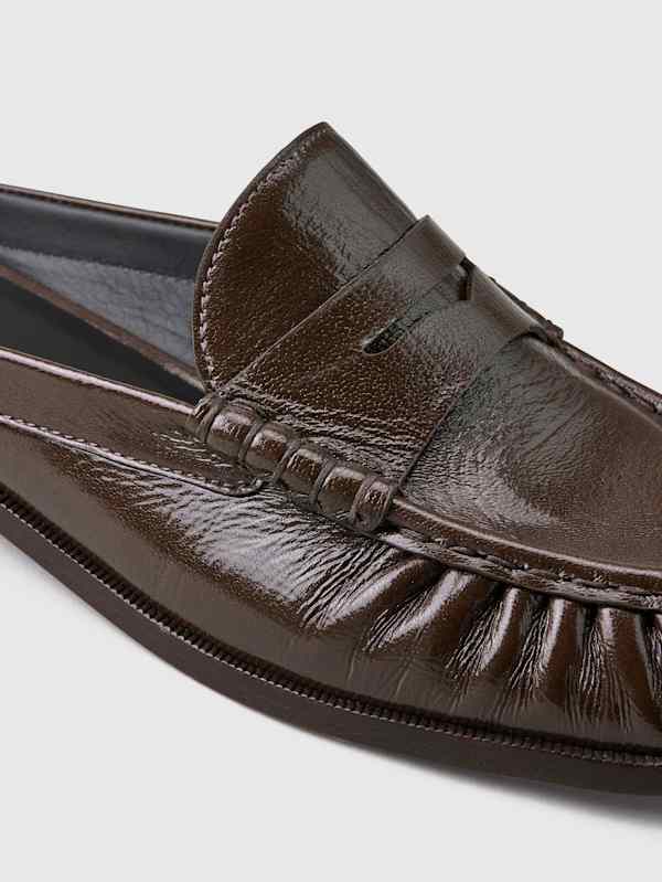 Francine Loafer Mule - Espresso Crinkle Patent