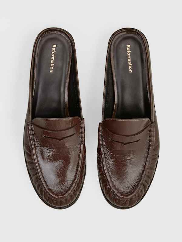 Francine Loafer Mule - Espresso Crinkle Patent