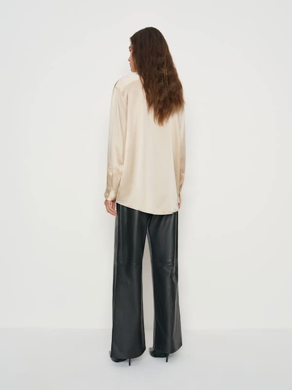 Eli Oversized Silk Shirt - Almond