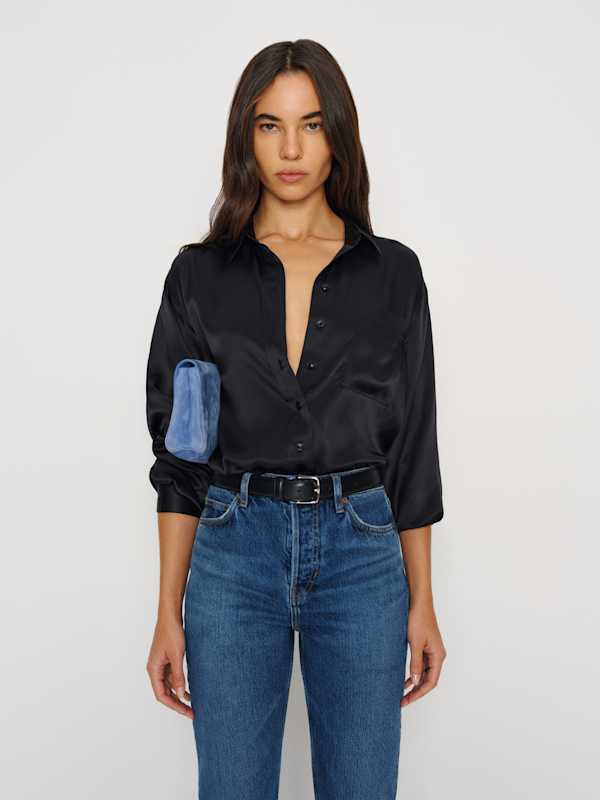 Eli Oversized Silk Shirt - Black