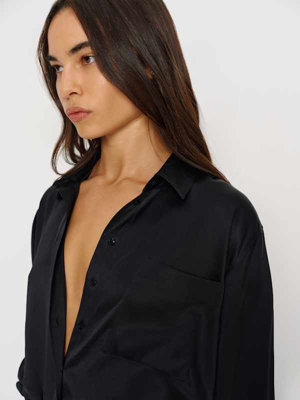 Eli Oversized Silk Shirt - Black