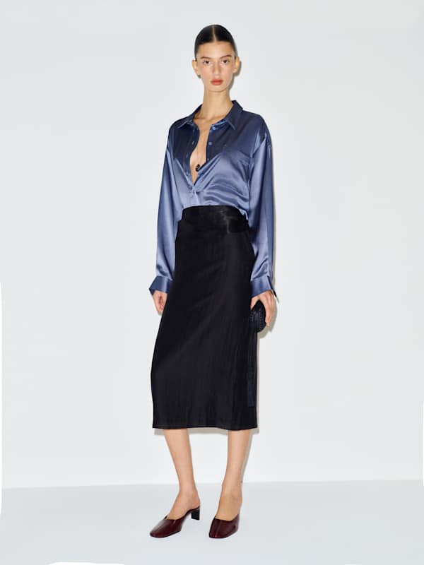 Eli Oversized Silk Shirt - Cornflower