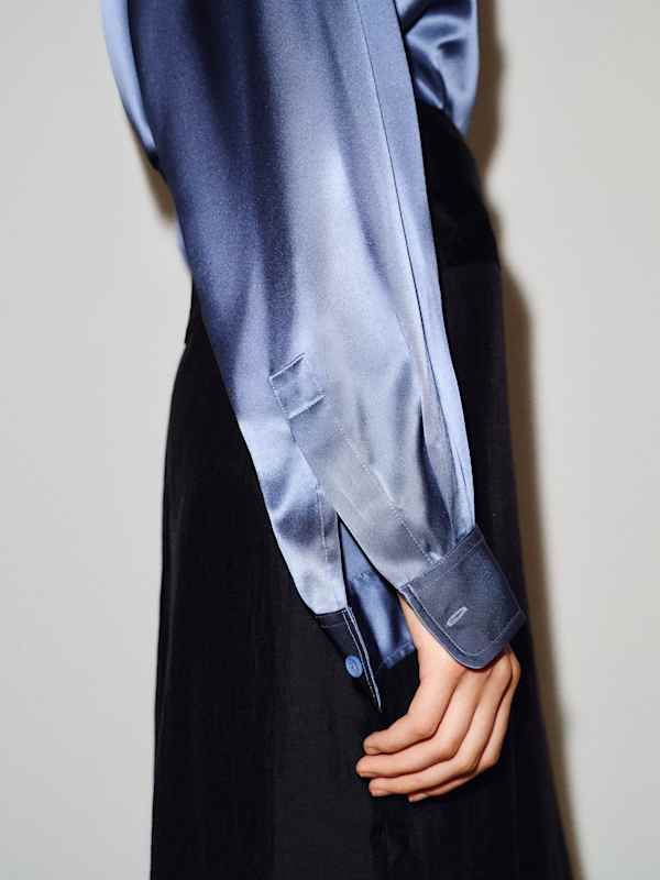 Eli Oversized Silk Shirt - Cornflower