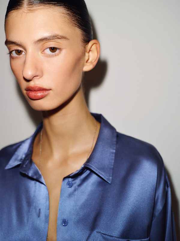 Eli Oversized Silk Shirt - Cornflower