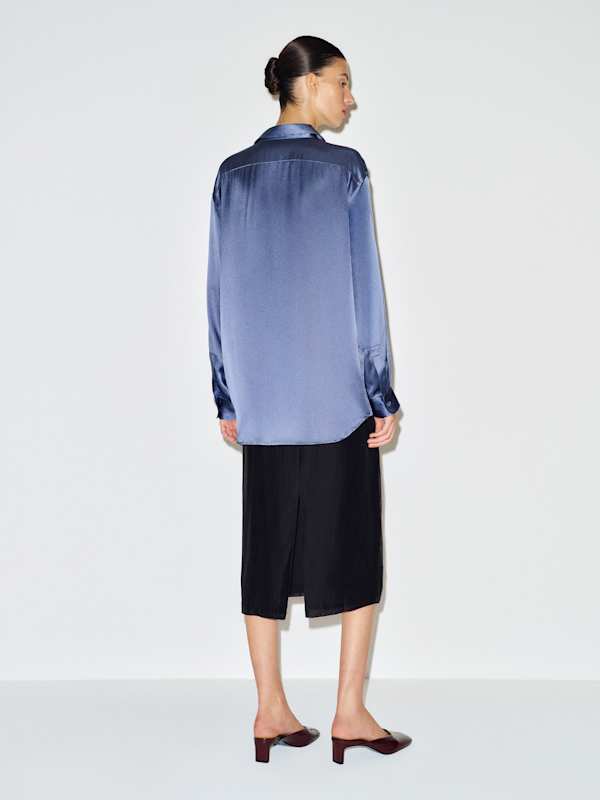 Eli Oversized Silk Shirt - Cornflower
