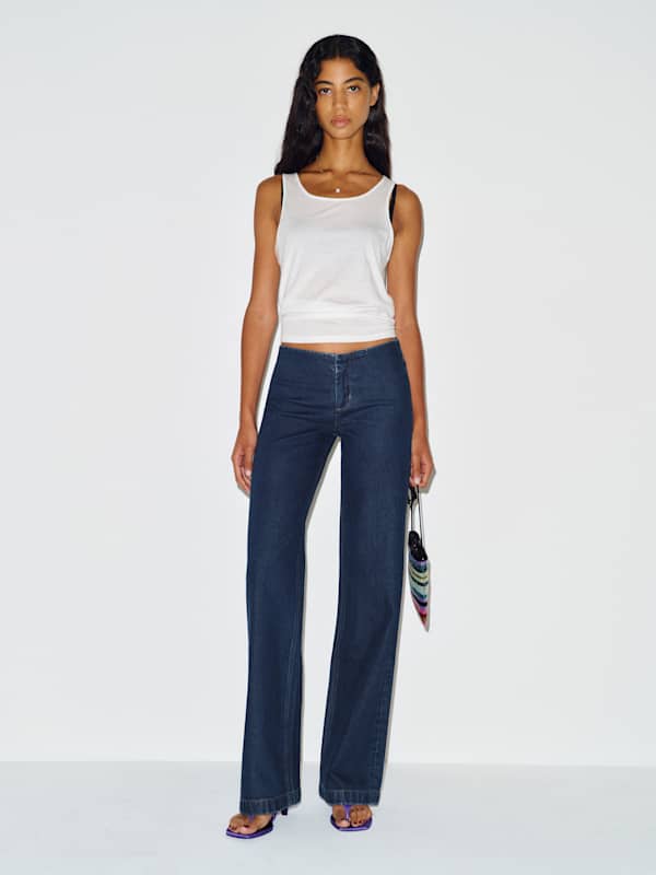 Talissa Stretch Low Rise Trouser Wide Leg Jeans - Huron
