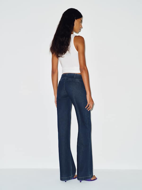 Talissa Stretch Low Rise Trouser Wide Leg Jeans - Huron