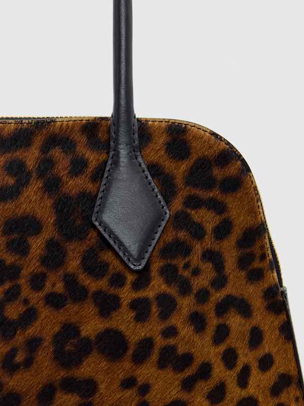 Sac port&eacute; &eacute;paule Camille - Cuir fa&ccedil;on poulain l&eacute;opard