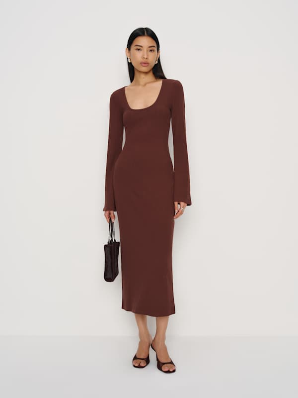Rosalyn Knit Dress - Mahogany