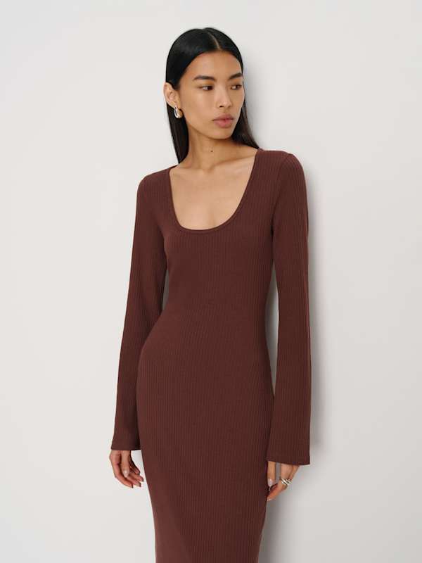 Rosalyn Knit Dress - Mahogany